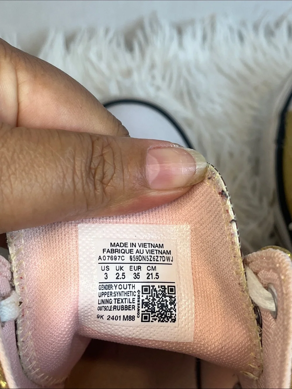 Converse Kids High Top Sneakers in Gold and Pink